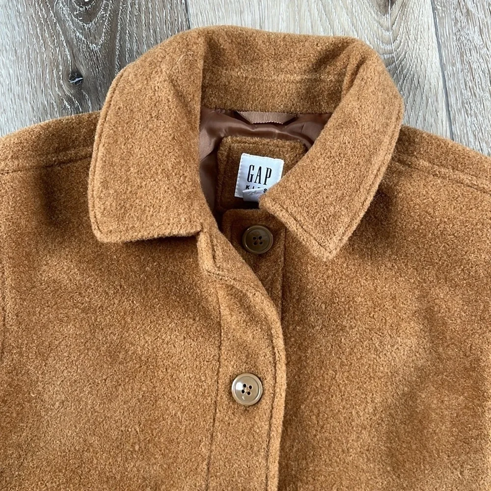 Gap Kids Boucle Jacket Tan Brown Button Down Small